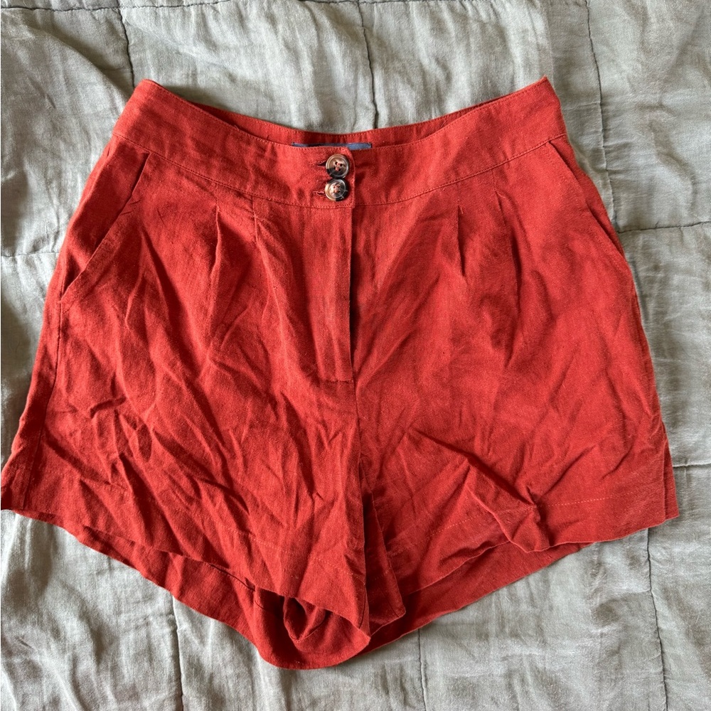 ModCloth Rust Brown Linen Shorts Size 0